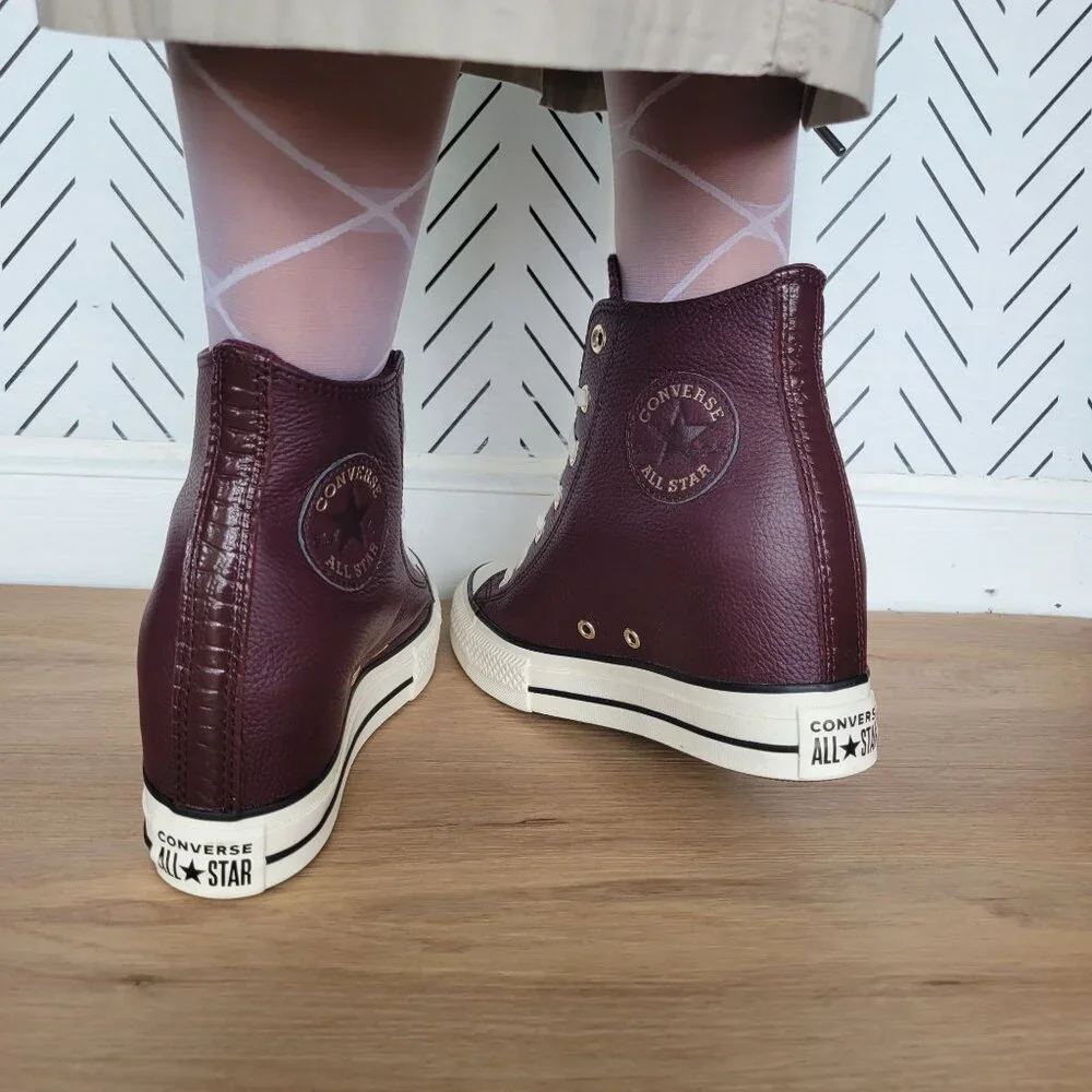 ✨Converse Chuck Taylor All Star Wedge Leather Sz 8 Womens Shoes Burgundy A12349C